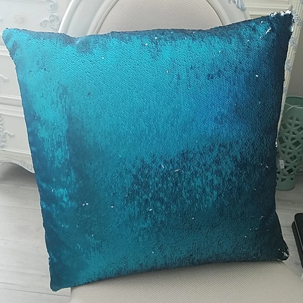 Blue Sequin Mermaid Down Pillow